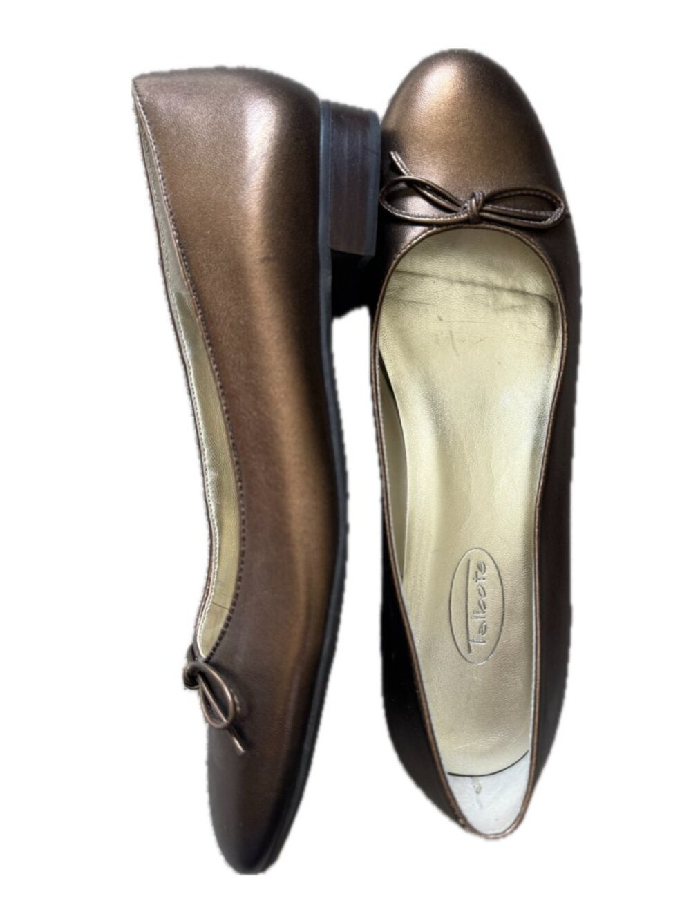 Talbots Leather Flats Copper with bowtie toe Sz 9.5 AA